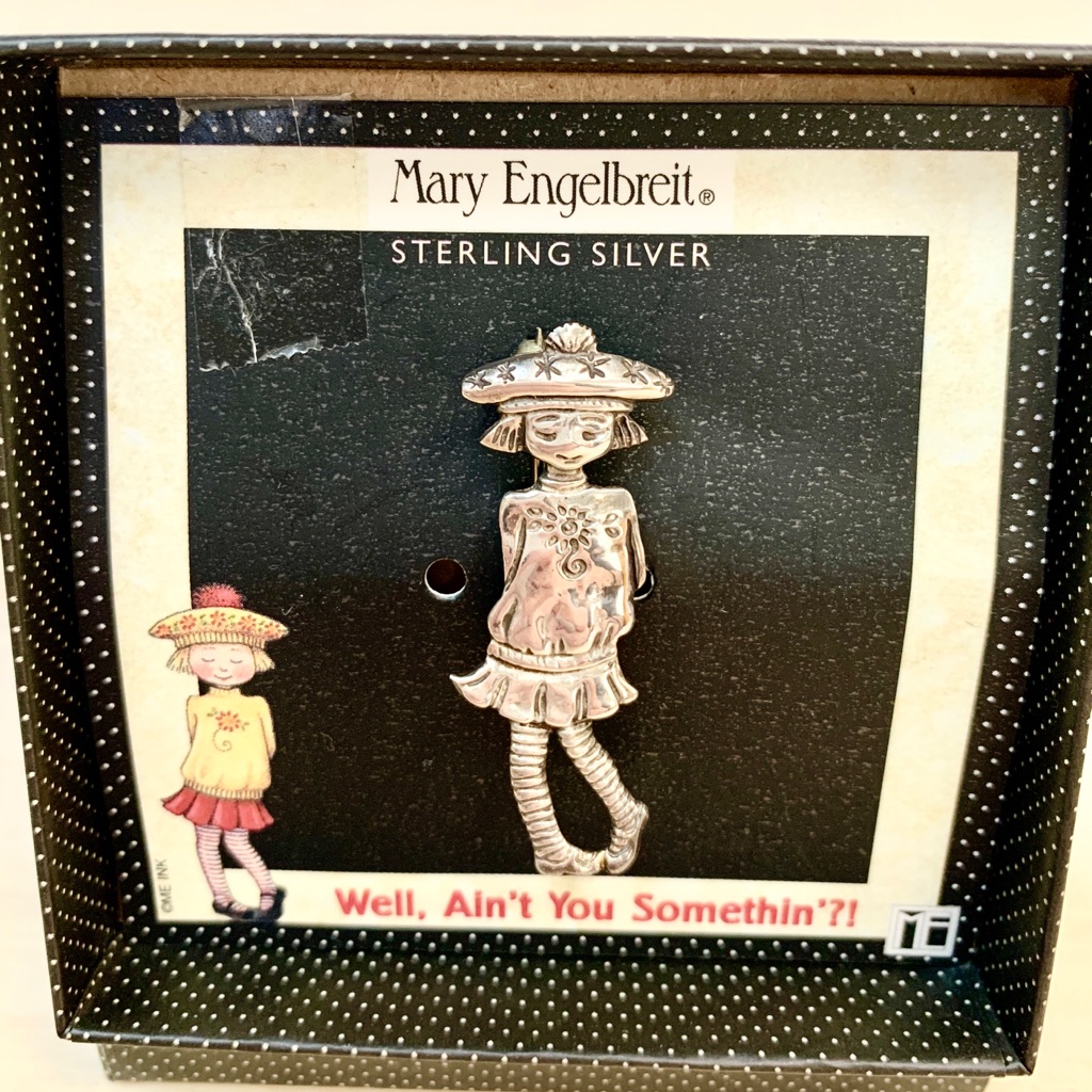 Vintage Mary Engelbreit Sterling Silver Brooch Box Is Autographed